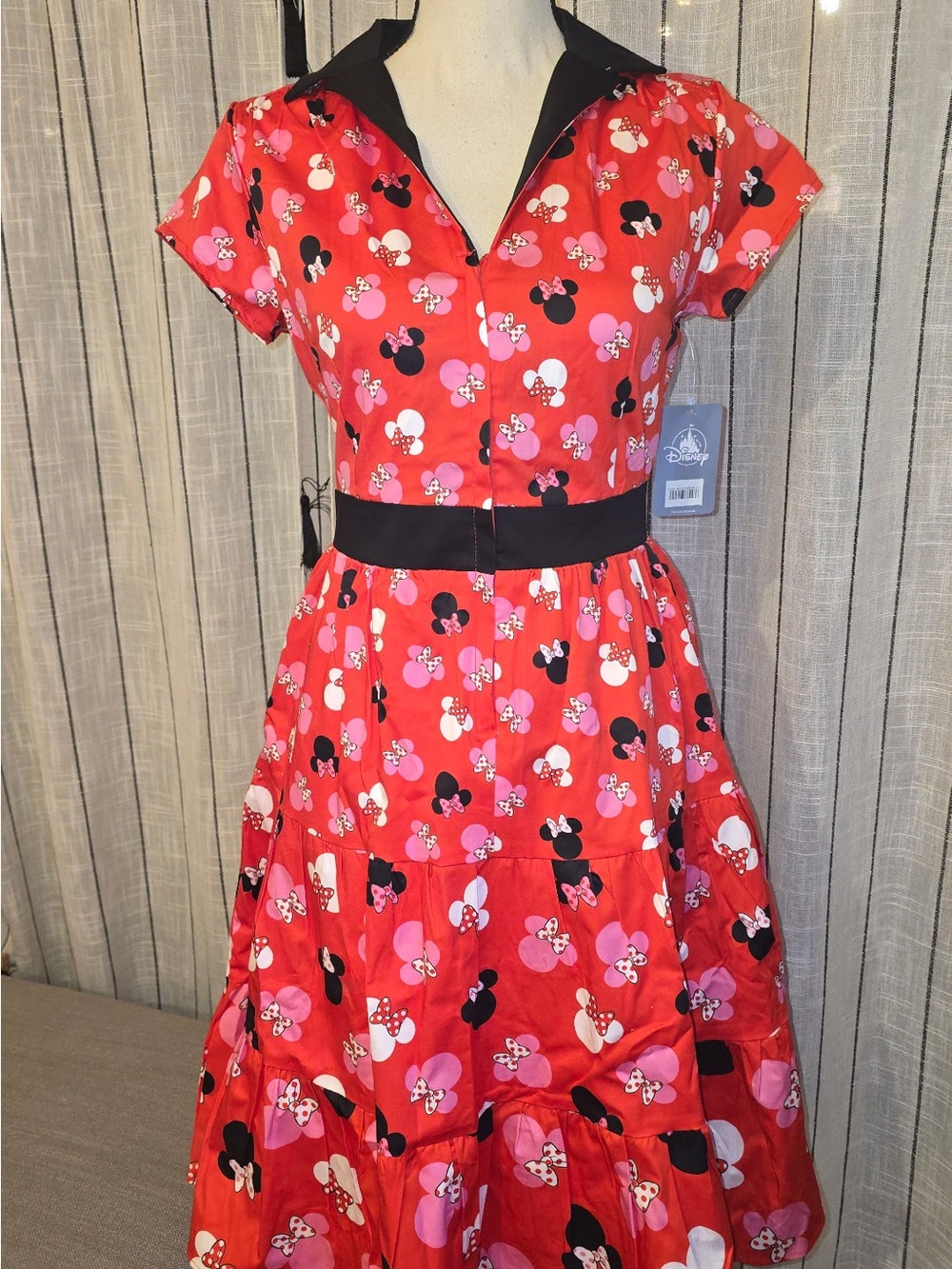 Disney Red Maxi Dress with Pink & Black Minnie Mouse Print